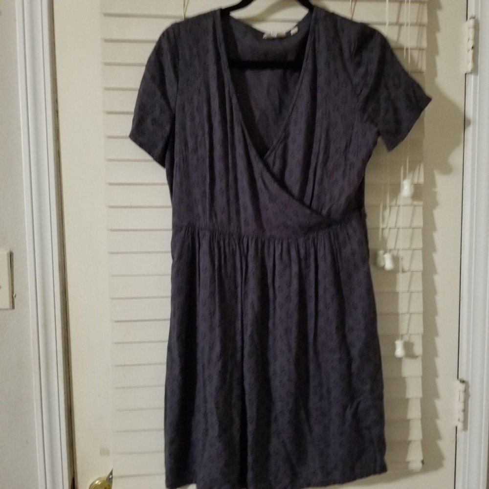 Fat Face Size 6 Grayish V Neck Short Sleeve Dress - Picture 1 of 3